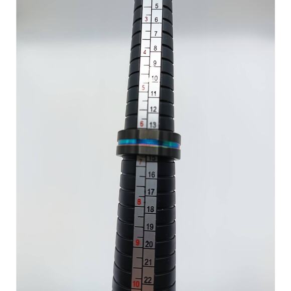 Black Stainless Steel Ring Pink Purple Blue Green Ombre Band Size 6.5 - Picture 3 of 3